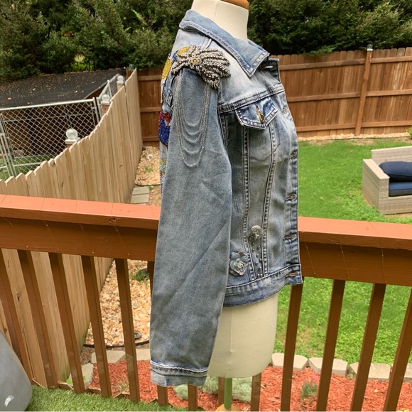 La isla collection distressed embellished denim jacket | Rugrats | Small - Picture 5 of 16